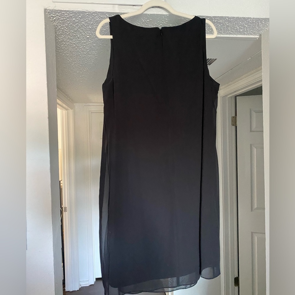 Elegant Black Chiffon Cape Dress - Picture 6 of 7